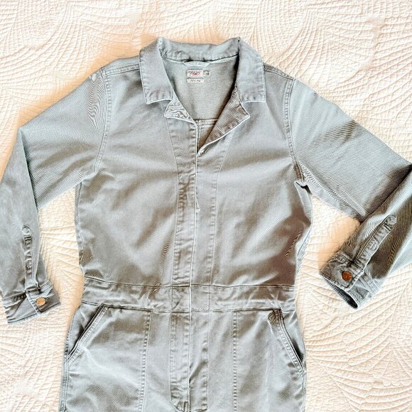 Faherty Overland Twill Utility Jumpsuit Olive Green Straight Leg Size M - Picture 11 of 17